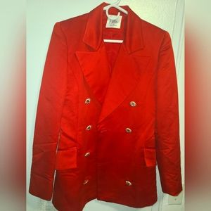 Bob Mackie Red Hot Blazer with Diamond Buttons